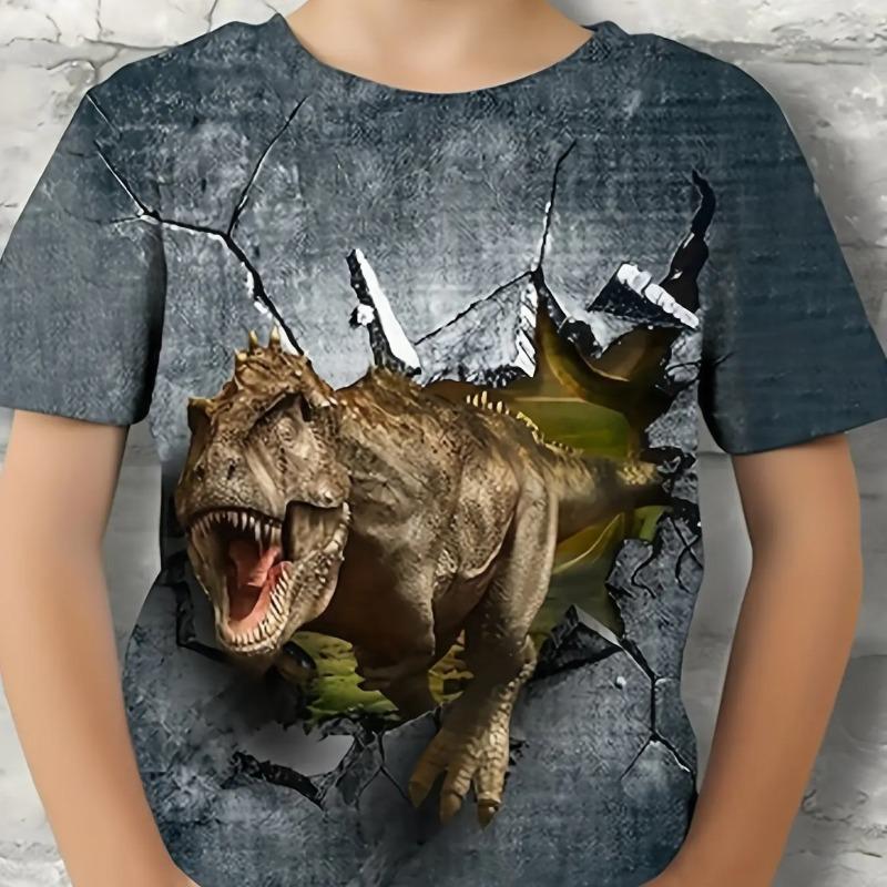 Children's Clothing Boys Tshirt 3D Dinosaur Print Casual Kids Summer Clothes  Clothes Tops Tee