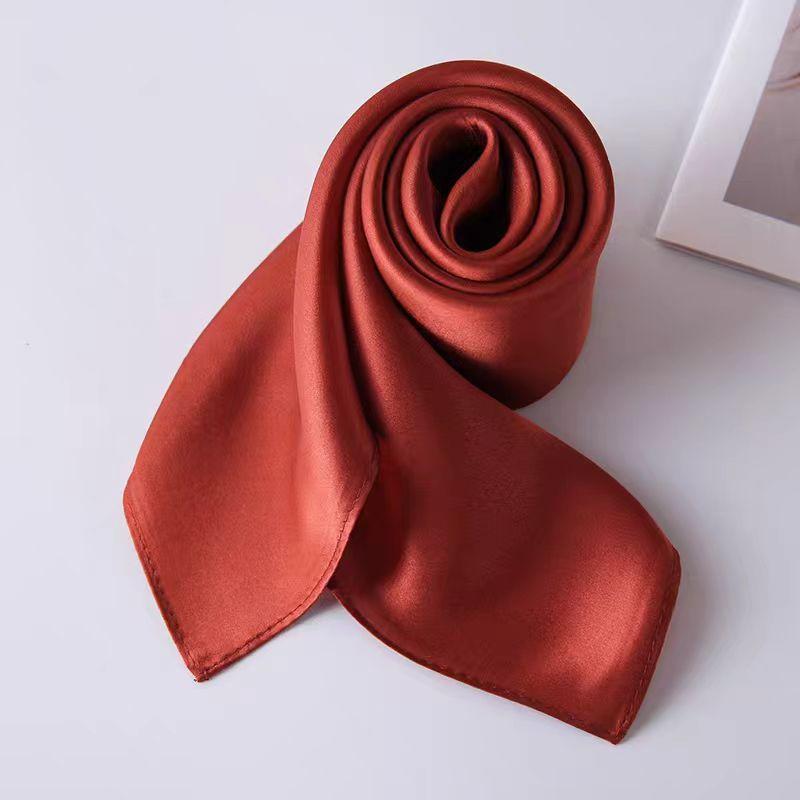 100% Natuurlijke Zijden Sjaal Dames effen Foulard Hoge Kwaliteit Dames Hoofddoek Sjaal Wikkel Vierkant Mode Hijab Bandana Sjaals Y1953YY-Real Silk 65x65cm gray