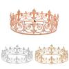 European and American Bride Round Crown Baroque Black Wedding Tiara Wedding Birthday Hair Crown Alloy