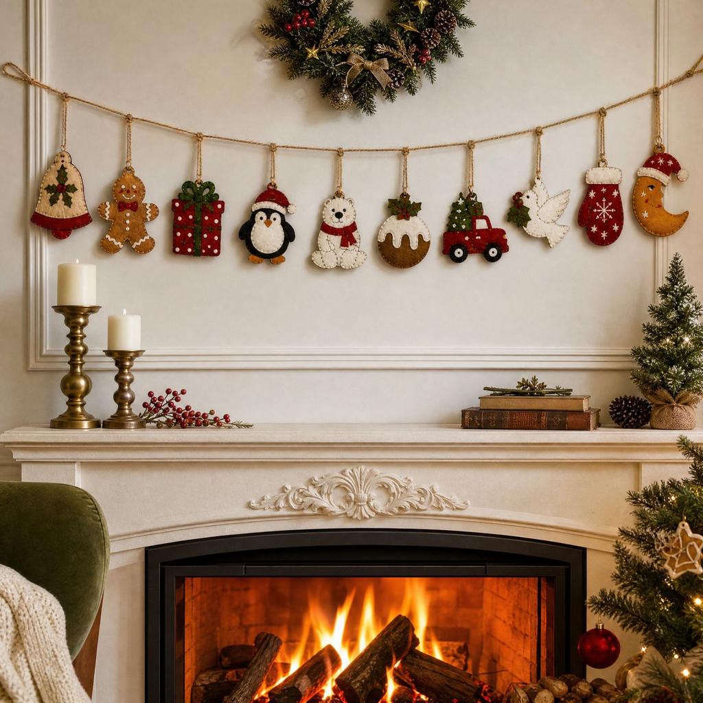 Christmas Wooden Hanging Ornaments with and Bell Designs, Holiday Decor
