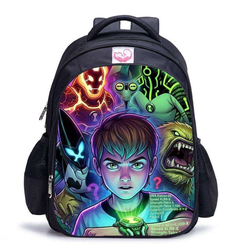 Ben10 Teenager Hacker Klassische Schwarze Schultasche Jungen Entlastende Rückenstütze Schultasche Grundschüler Tägliche Schulrucksack
