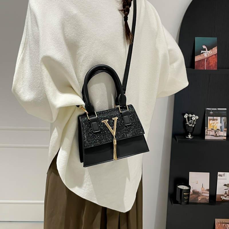Letter Indentation Niche Bag Women's Fashion Trend Texture Handbag Bag Portable Fringed Messenger Bag