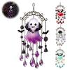 Alloy Chain Wind Chime Halloween Ghost Decoration, Vintage Sun Catcher with Faux Crystal Acrylic Hanging Decoration Drops Tassels, Ornament
