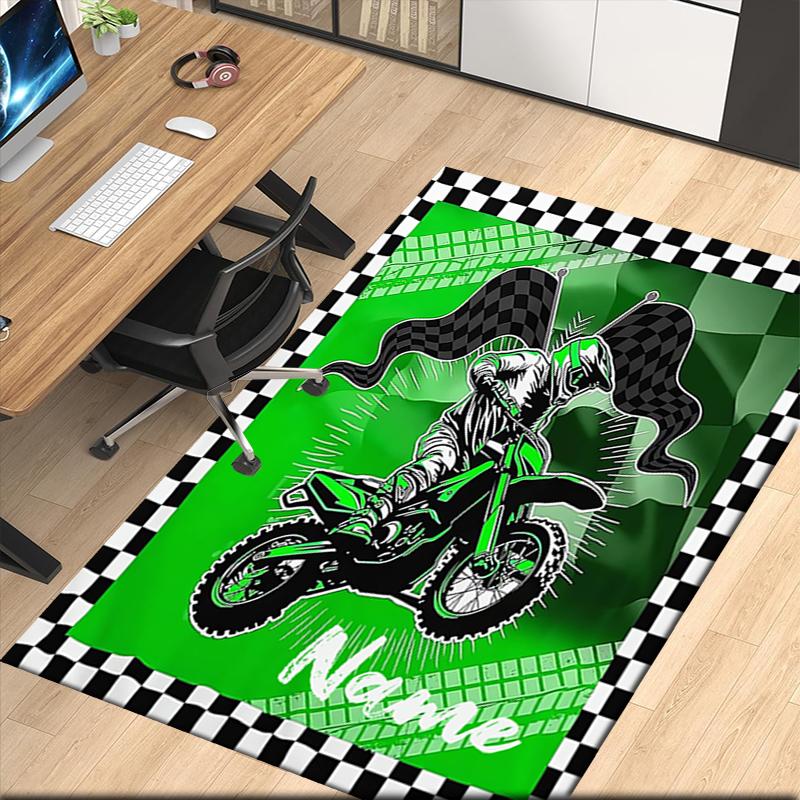 Tappeto Stampato Moto da Fuoristrada con Nome Personalizzato, per Sedia da Ufficio Soggiorno Camera da Letto Cucina Decorazioni Regali.