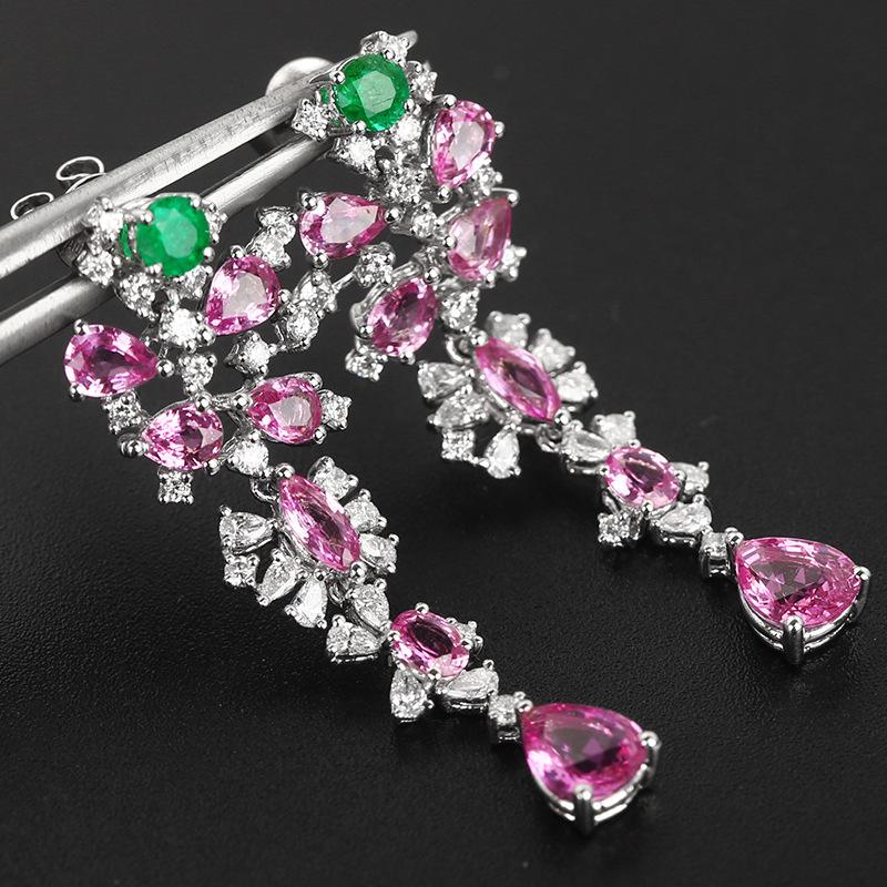 High Quality Colored Zircon Tassel Long Dangle Earrings Luxury High-end Jewelry for Women Wedding Earring Bridal Accessories