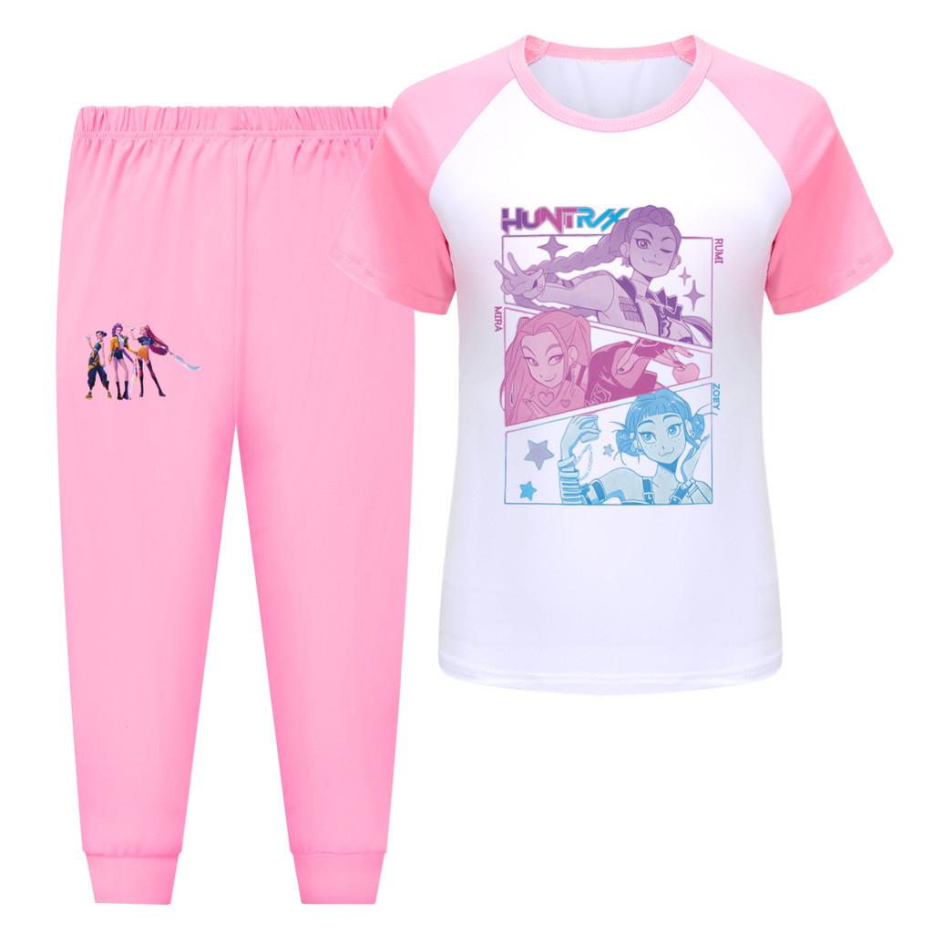 5104 Kids Girls Rumi Zoey Mira Hunters Print T-shirt Pants Trouser Clothes Set