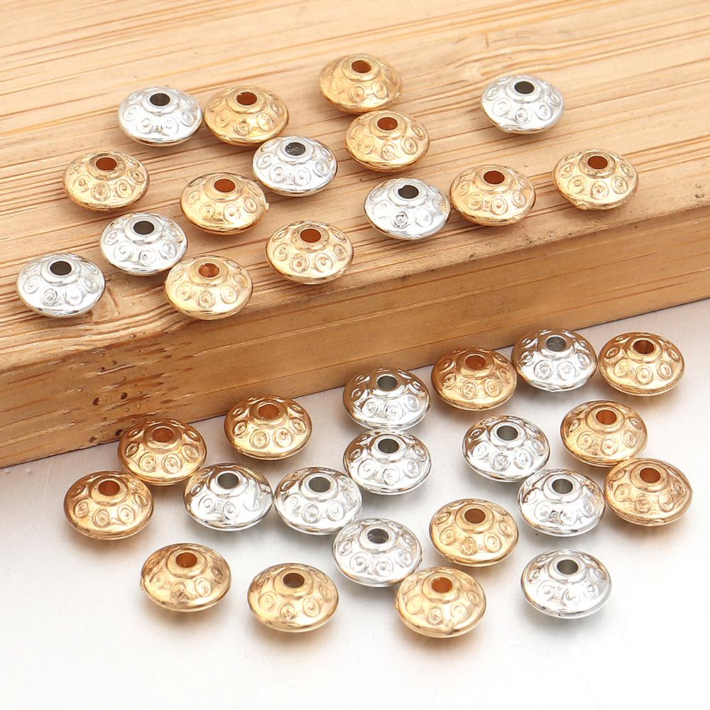 100 Stück CCB Abstandshalter Perlen Flach Rund Lose Abstandshalter Perlen Für Schmuckherstellung DIY Handgemachte Armbänder Halskette Zubehör Komponenten
