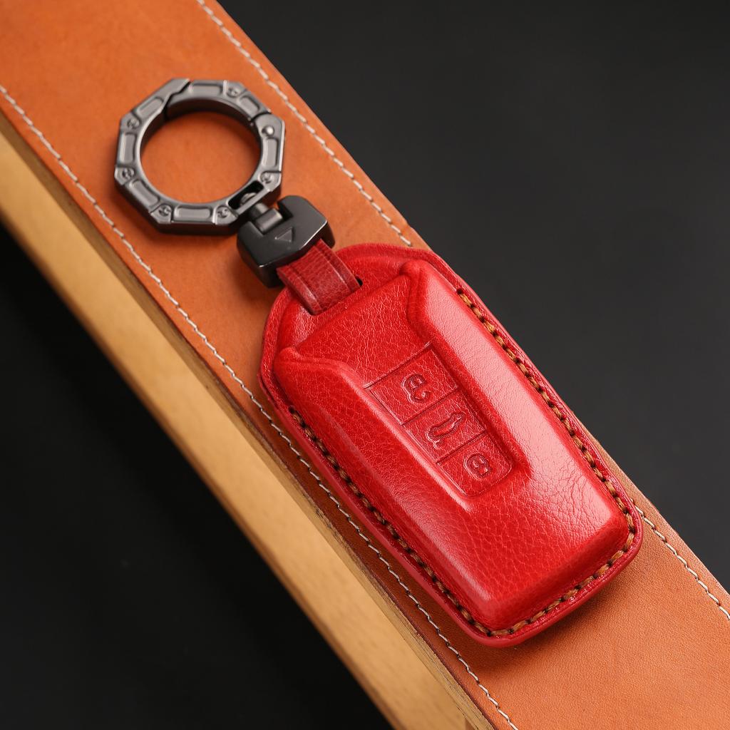 Genuine Leather Car Remote Key Fob Case Cover For Volkswagen Touareg     Fob Key Car-Styling