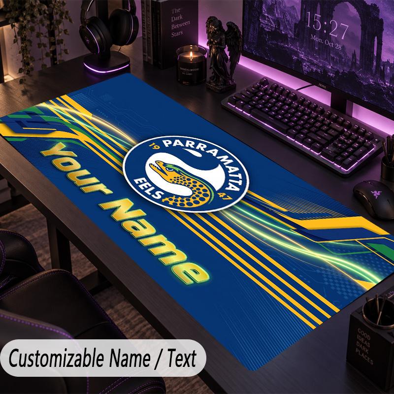 Large Mouse PadParramatta Eels Custom Name Text Personalized Desk Mat Non Slip Gaming Pad
