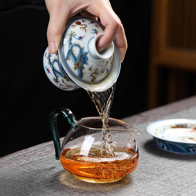Hand-Painted Dragon Ceramic Gaiwan Tea Set