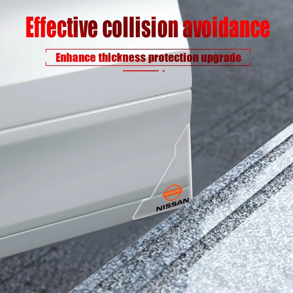 2/4PCS Transparent Car Door Corner Anti-collision Covers Stickers Center Cover For Nissan X-trail Tiida Versa Sentra Juke Rogue
