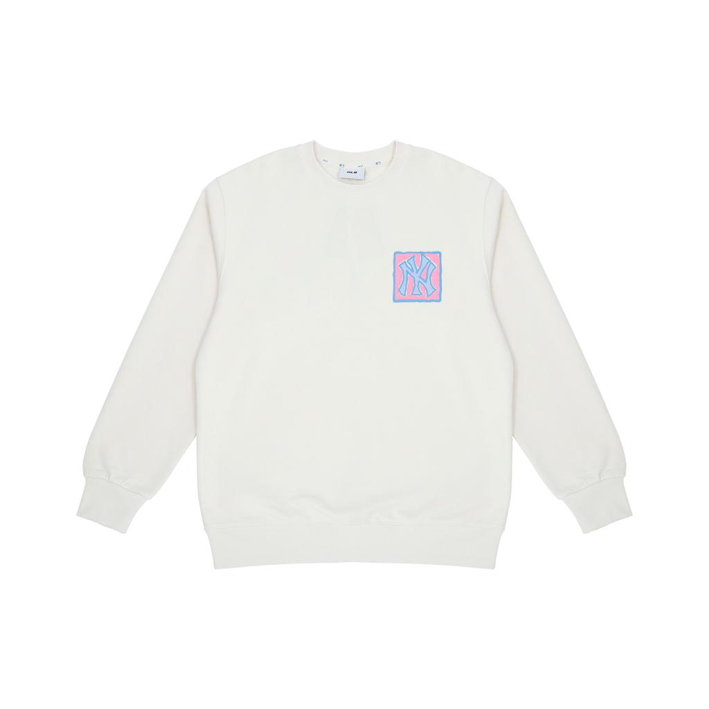 MLB FW22 Graffiti-Print Langarm Rundhals-Sweatshirt Unisex-Sweatshirt Weiß 3AMTL0414-50CRS