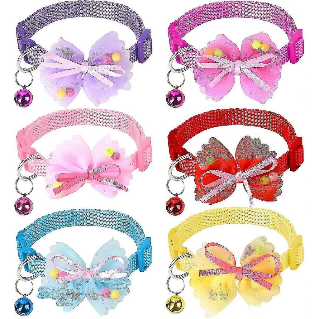 6-piece Cat Collar With Bow And Bow, 19-32cm, 6 Colors