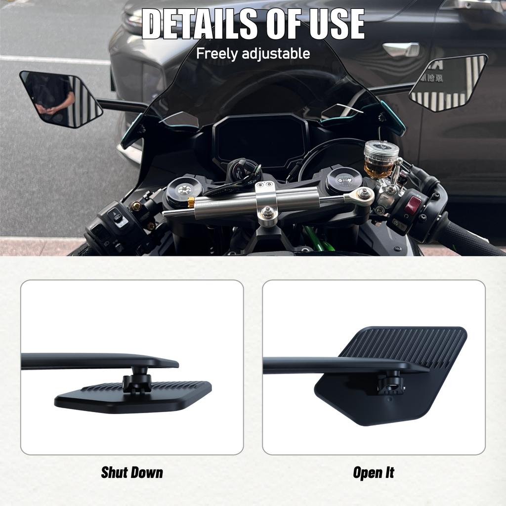 Universal Motorcycle Side Wing Mirrors For Kawasaki YAMAHA Aprilia Honda Suzuki Motorcycle Rotatable Adjustable Wind Wing Mirror