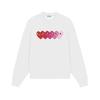 Relaxed Fit Cotton Sweatshirt With Heart Print Long Sleeve Crew Neck Fleece Lined Unisex Winter Casual Top