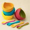 Color Kids Baby Silicone Feeding Bowl Set Toddler Waterproof Spoon Feeding Training Sets For Kids BPA Free Sucker Bowl Tableware