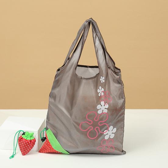 10L Organizer Bag with Handle Item Storage Lightweight Strawberry Folding Grocery Shopping Bag for Lady