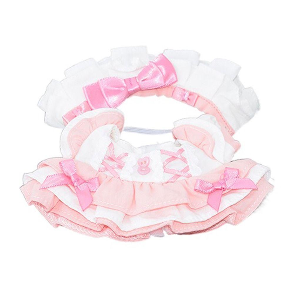 Bowknot Flower Doll Dress Set Multicolor Mini Headwear Dress Suit Cotton Stuffed Dolls