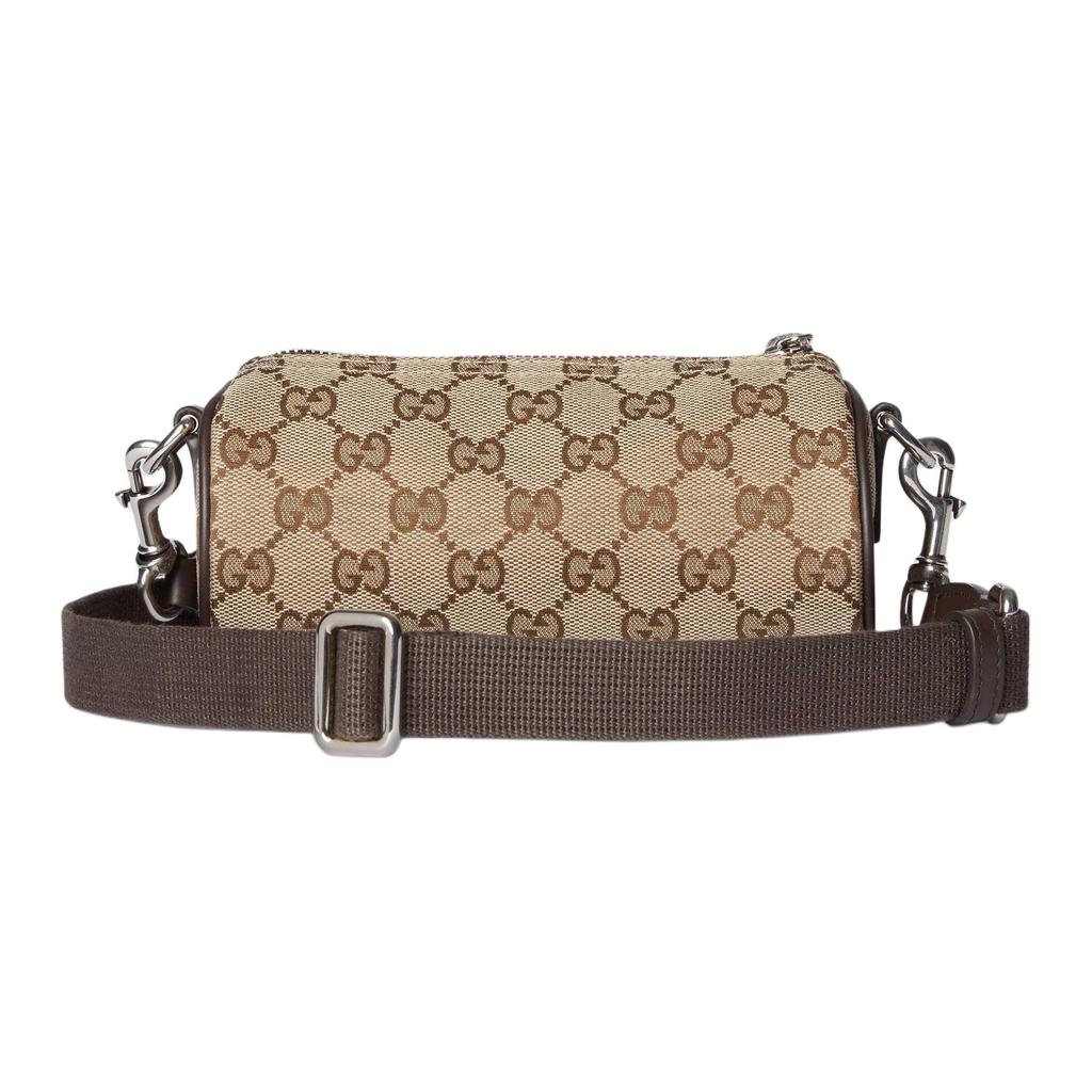 GUCCI Adjustable Strap Canvas With Leather Trim Shoulder Bag, Crossbody Bag Men's Beige & Brown 834269-FAEON-9750