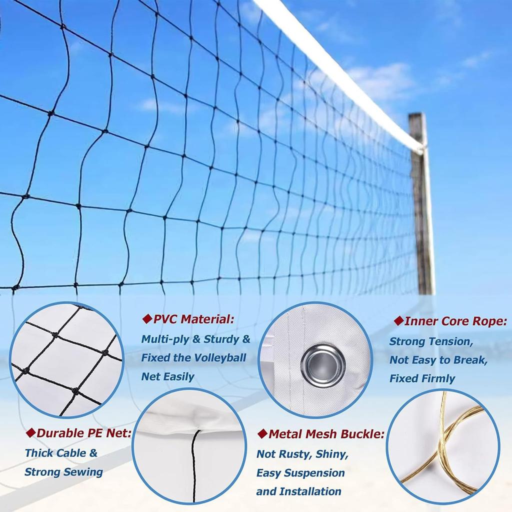 Red de Voleibol Exterior, Red de 31.17*3.28 pies, Borde de Lona Red de Voleibol para Parque Infantil de Fitness