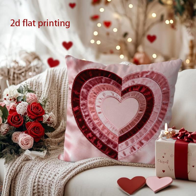 Heart-Shaped Pattern Pillowcase for Valentine's Decor Pattern Cushion Cover Suitable for Sofa Bedroom Car Pillow Cover