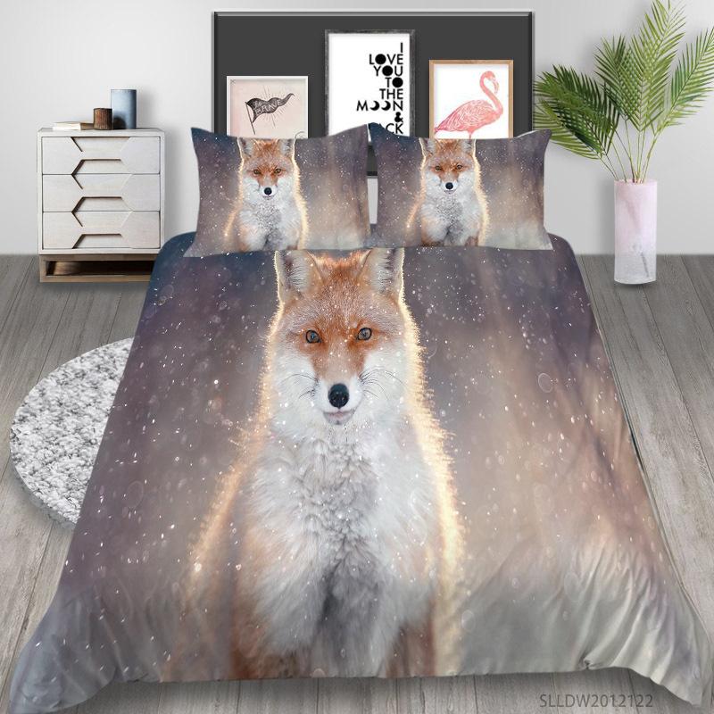 Quilt Cover, Pillowcase Two Or Three-Piece Set, Polyester Fox 3D Digital Printing