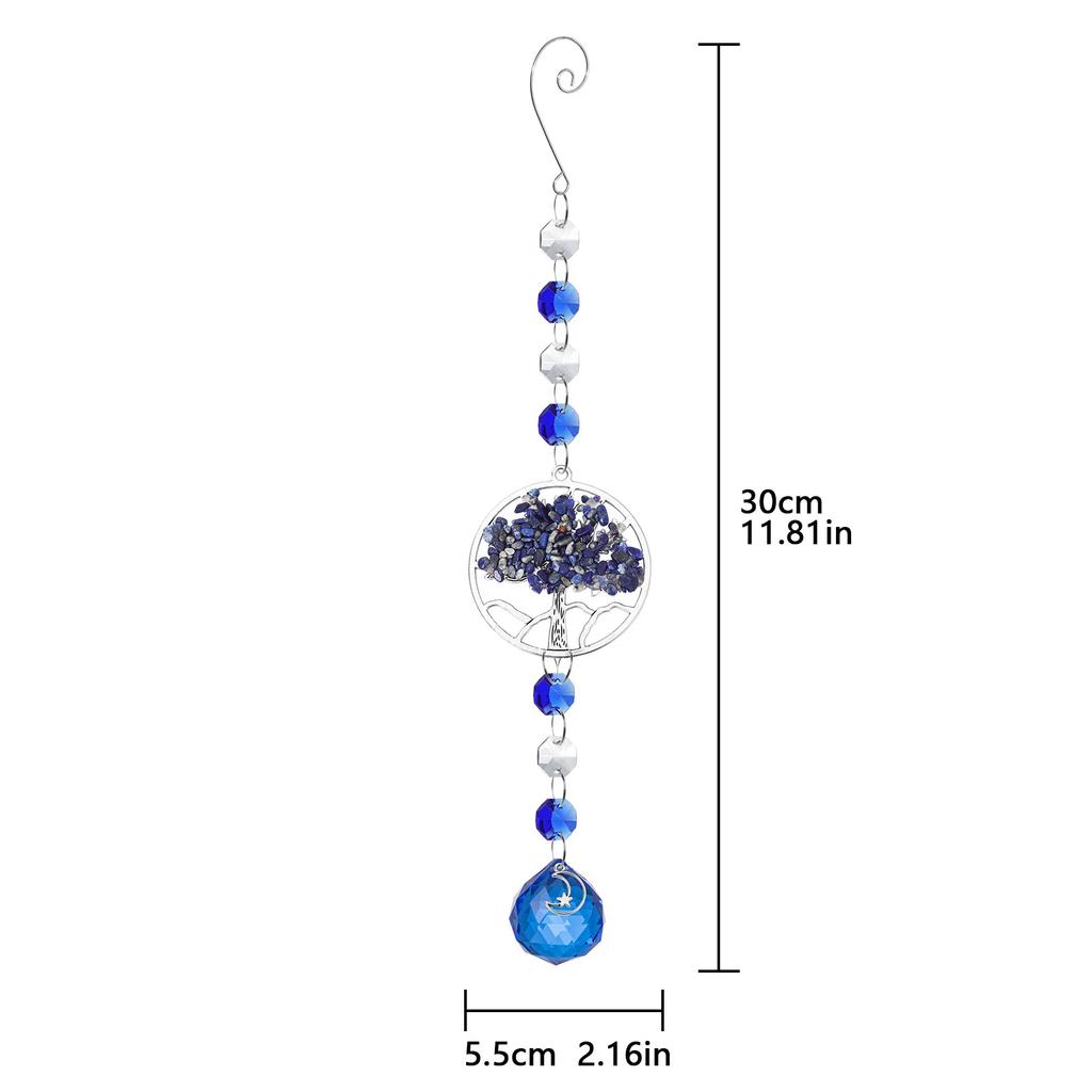 Tree of Life Crystal Suncatcher Hanging Catcher Pendants Wind Chimes Rainbow Prism Window Drop Bell Christmas Tree Home Decor
