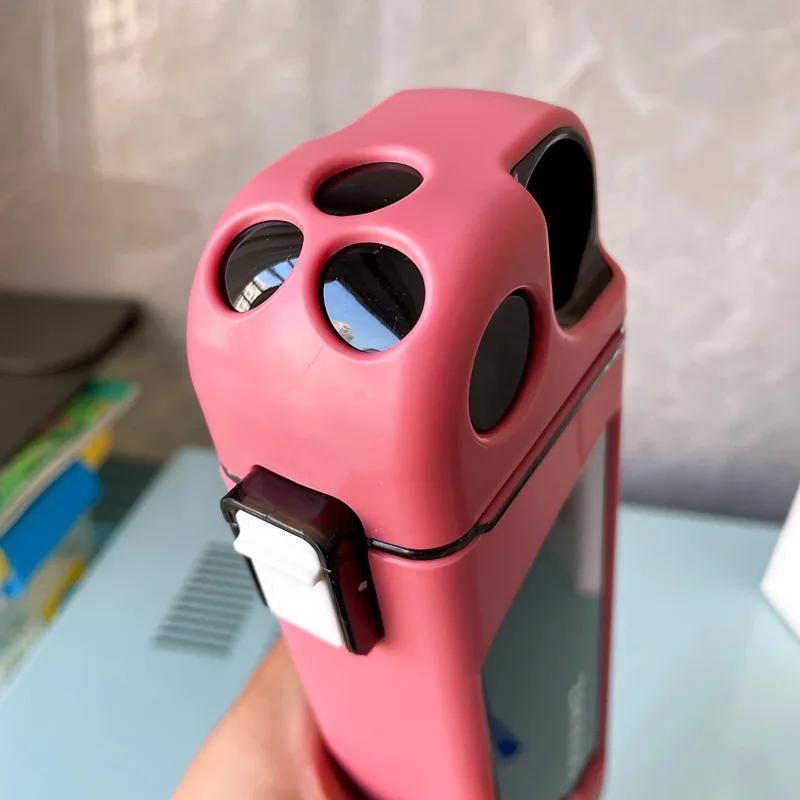 350ml Sports Water Cup Square Student Plastic Water Bottle Fitness Cup Straw Kettle Leak-proof Travel Outdoor Drinking Utensil