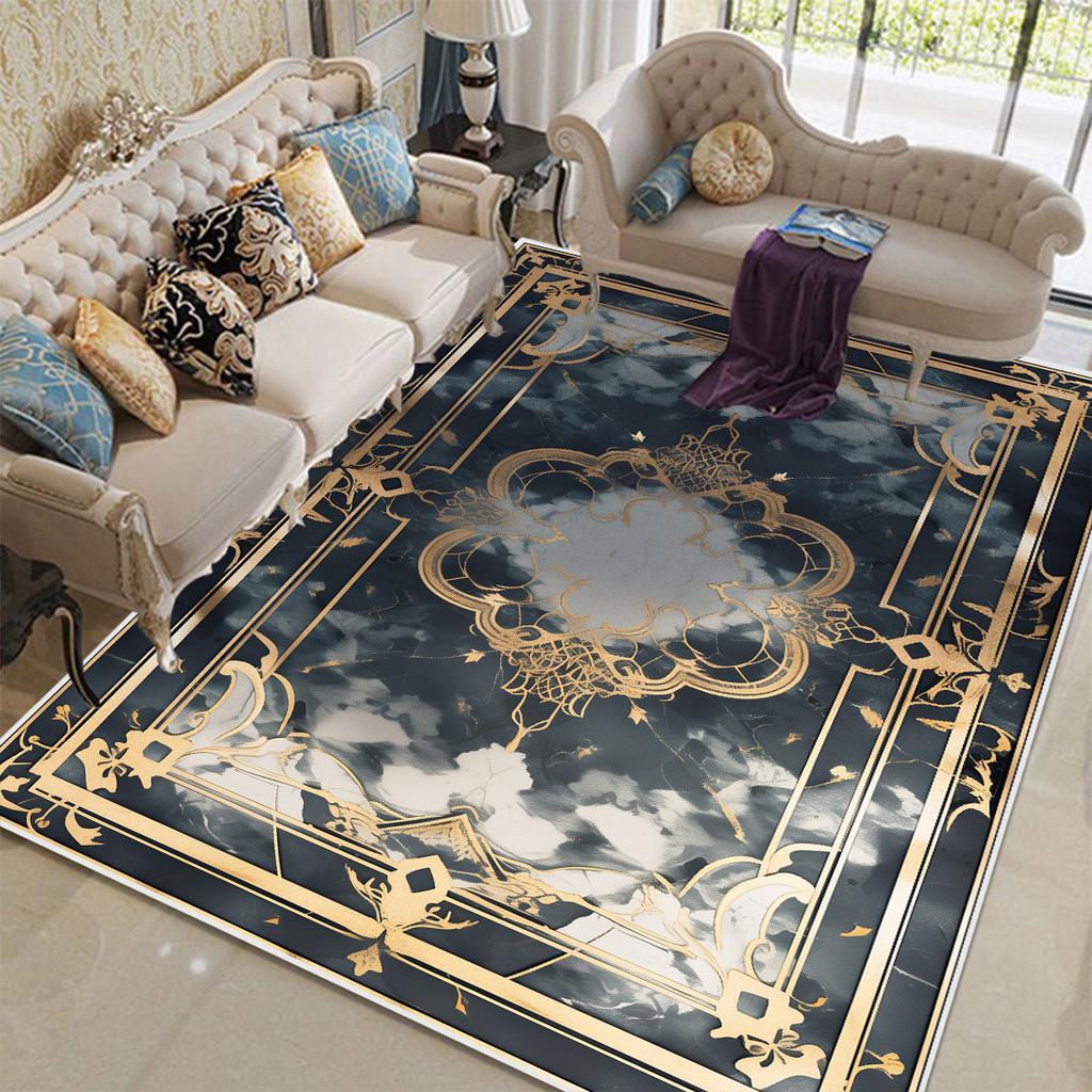 European Style Blue Area Rug – Large Non-Slip Soft Carpet for Living Room or Bedroom – Luxury Home Decor Floor Mat