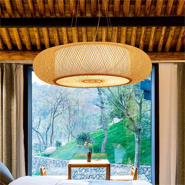 LED Rustic Style Pendant Light DIA.40 Creative Decoration Bamboo Art  Pendant Lamp Chandeliers Restaurant Teahouse