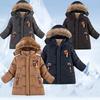 New Fashion Style Winter Keep Warm Boys Jacket Letter Lining With Plush Fur Collar Hooded Heavy Coat For Kids