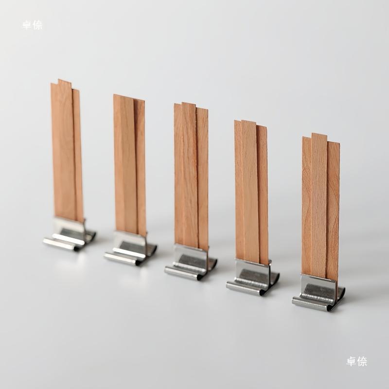 10 sets Natural Wood Wax Wick DIY Candle Material Soy Wax Aromatherapy Smokeless Environmental Protection Wood Chip Wick Holder