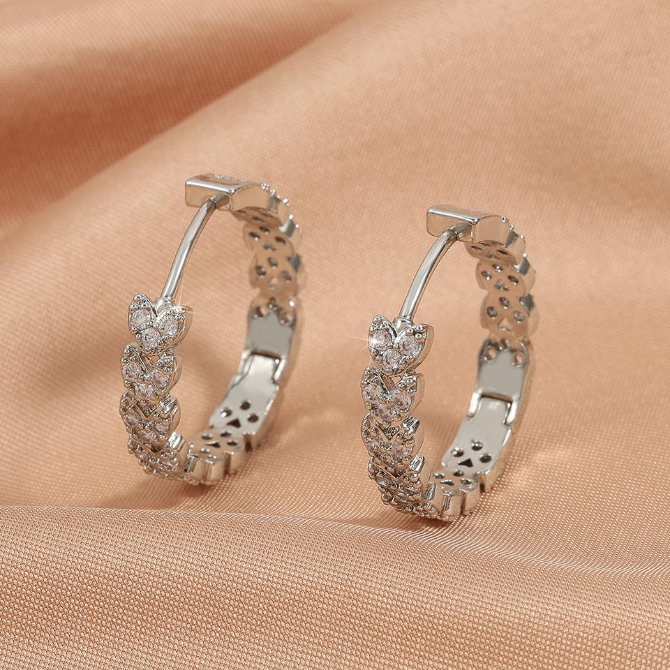 ZAKOL Elegant Micro Paved Zircon Big Hoop Earring for Women Luxury Bridal Wedding Engagement Party Zircon