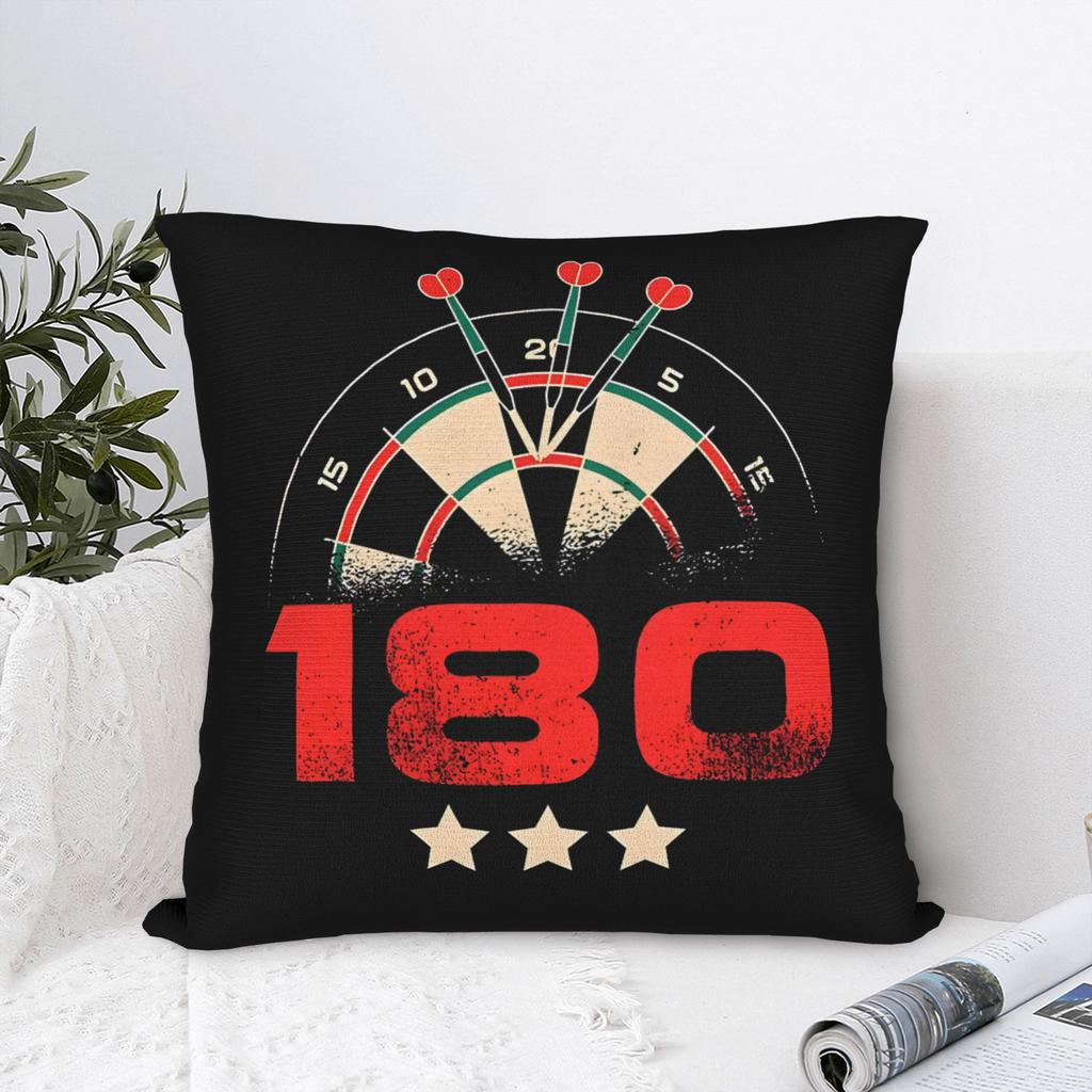 180 Darts Kissenbezug, Retro Dartscheibe Kissenbezug, Vintage Sportspiel Dekor, Schwarzes Zierkissen für Gamer-Zimmer Bar