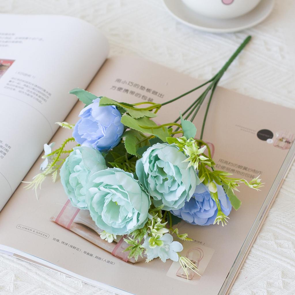 Nordic Peony Wedding Bouquet - Artificial 5-Head Peony for Home Decor