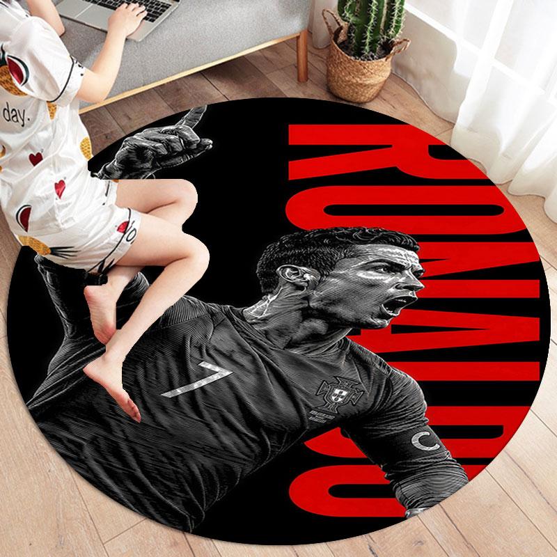 CR7 Cristiano Ronaldo Στρογγυλό Χαλί, Χαλί για Σαλόνι Υπνοδωμάτιο Καναπέ Παιδικό Δωμάτιο Διακόσμηση, Αντιολισθητικό Πατάκι Δαπέδου