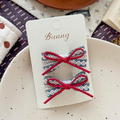 Autumn Retro Sweet Pink Coffee Leopard Pattern Bow Rabbit Hairpin Hair Ring Temperament Baby Tie Ball Head Flower Girl
