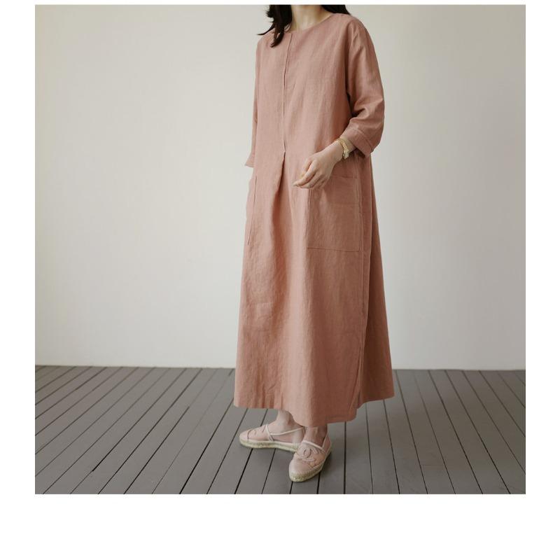 Cotton and Linen Women's Loose Casual Dress