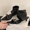 Mode Bout Pointu Boucle Métallique Marque Bottes Modernes Femmes Sexy Ouverture Sur Le Dessus Petit Talon Design Bottes d'Été Élégantes Femmes Bottine