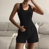 Women's Sleeveless Tank Top and Shorts Set Ribbed Round Neck Casual Two Piece Summer Outfit Suitable for Daily Wear and Light Exercise