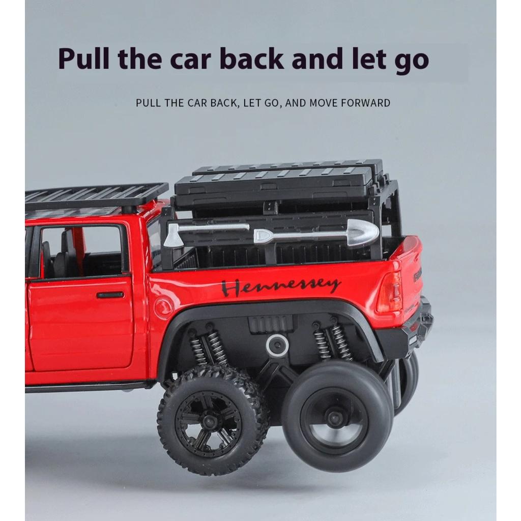 1/32 Dodge Mammoth 1000 6*6 TRX RAM Hennessey Off Road Pickup SUV Alloy Diecast Model Car Children's Toys Collectibles Gift Boy