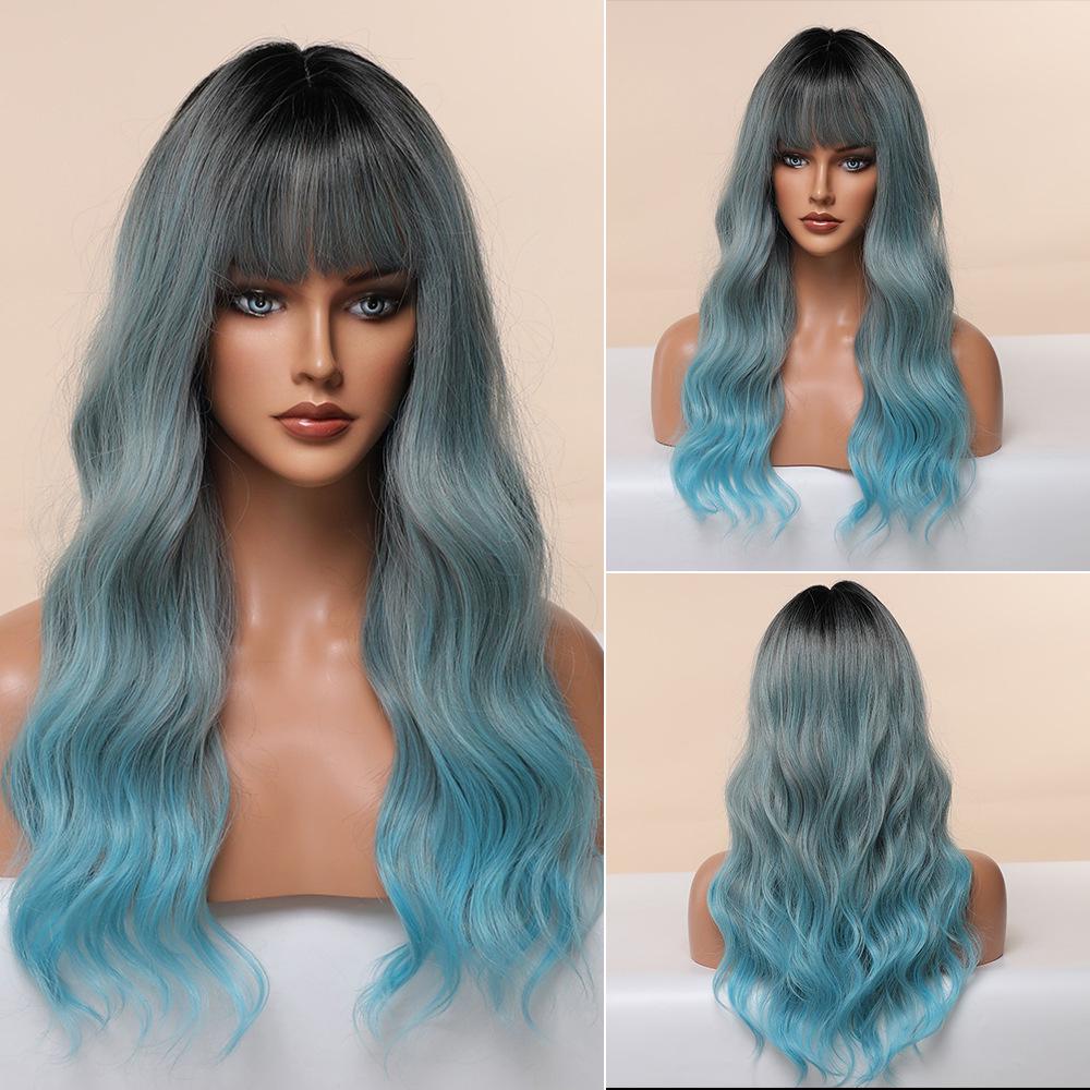Colorful Cosplay Wig Set for Christmas & Halloween - Anime Style with Air Bangs & Big Waves
