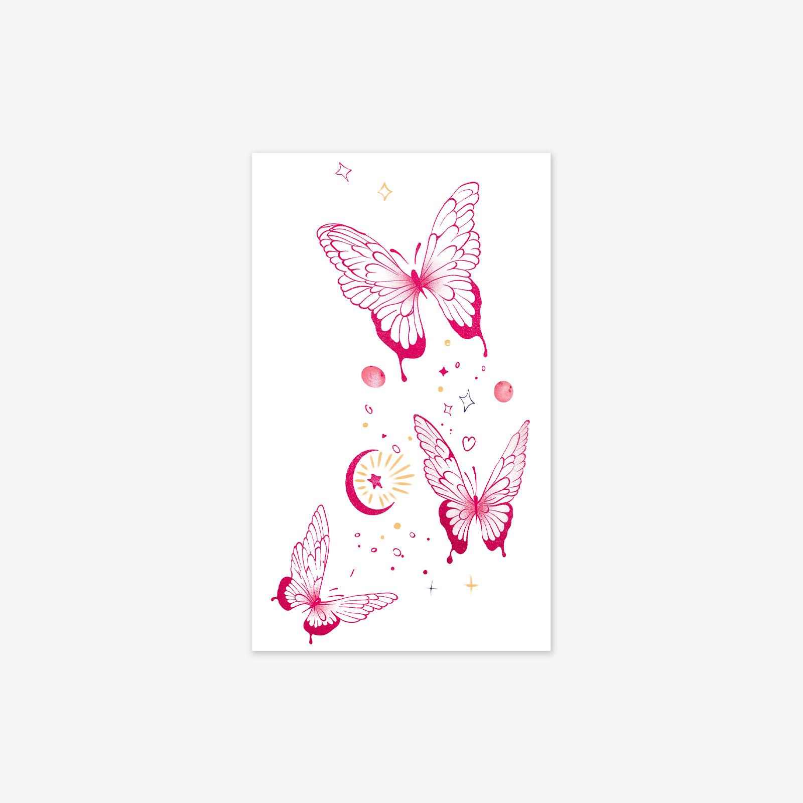 Personality Senior Sense Dopamine Sweet Cool Babes Colorful Moon Butterfly Arm Tattoo Sticker 9*15