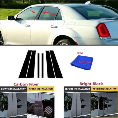 Carbon Fiber Gloss Black Car Door Window Trim Pillar Posts Decorative Cover Trim Fit For Chrysler 300C 2011- Auto