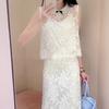 Trendy and Elegant Style Two-piece Set, Summer Temperament Lace Design Skirt, Premium Doll Collar Vest ZX Model N1119