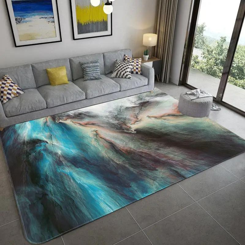 Nordic Abstract Colorful Cloud Carpet Oil Painting Style Sky Soft Children' Room Area Rugs Home Living Room Floor Mat Doormat