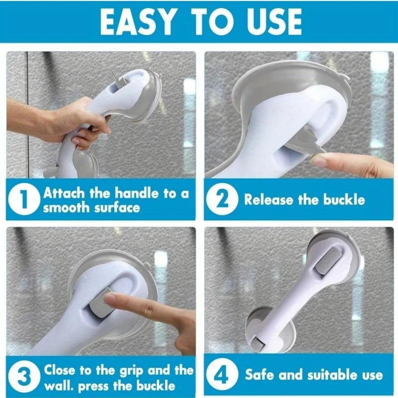 Bathroom Safety Grab Bar with Strong Suction Cup Shower Handle Anti-Slip Grip Support Handrail for Elderly Kids Pregnant Women Bath Assist