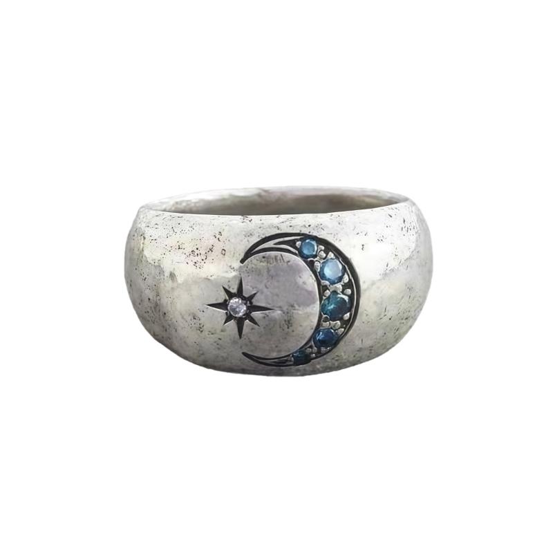 Unique Sun and Moon Pattern Daily Wear Rings Alloy Texture Stylish Women Cubic Zirconia Rings Suitable for Anniversaries