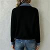 Women's Fashion Knit Denim Cardigan Jacket, Long Sleeve Casual Blouse with Patchwork Design, Fall Winter Outerwear