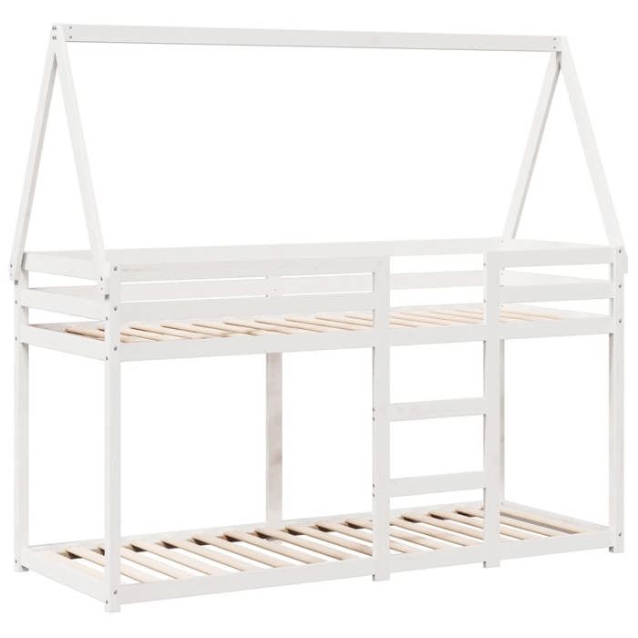 VidaXL Lit superposé avec toit blanc 90x200 cm bois de pin massif, lit, cadre de lit, lit mezzanine, meuble de chambre, 3282080